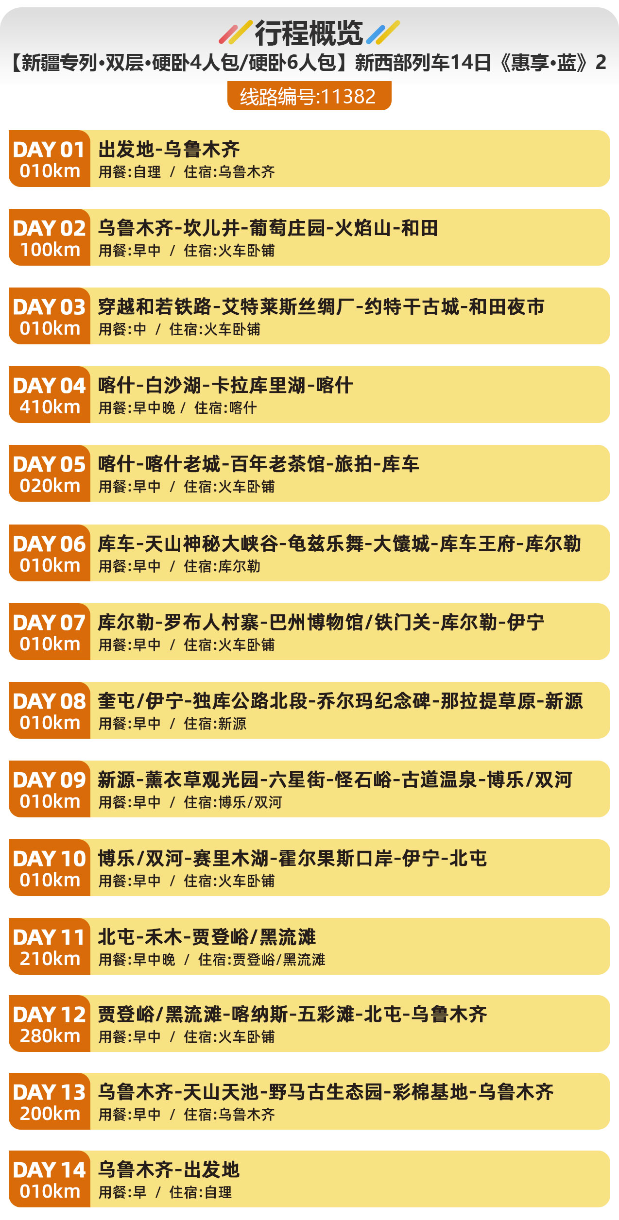 【新疆专列·新西部列车·双层硬卧·硬卧4人包硬卧6人包】新西部列车南北疆深度环游专列14日《惠享·蓝》2